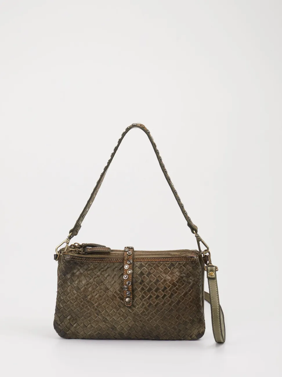 Alchimia – Schultertasche aus Kalbleder in Olivgrün