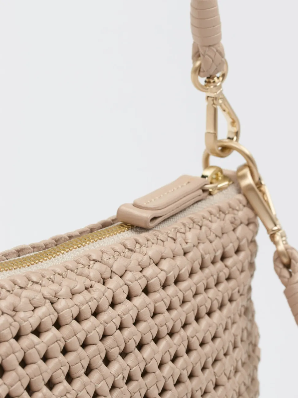 Allan K – Schultertasche aus Flechtleder Beige