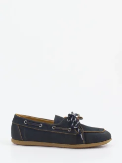 Andrea Puccini – Bootsschuhe aus Veloursleder dunkelblau