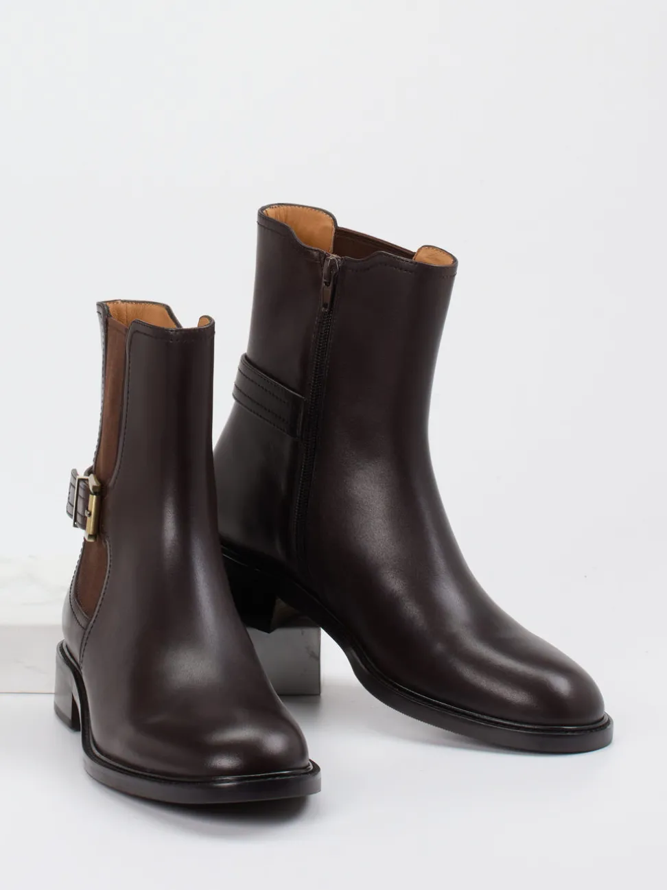 Andrea Puccini – Chelsea Boots aus Glattleder dunkelbraun
