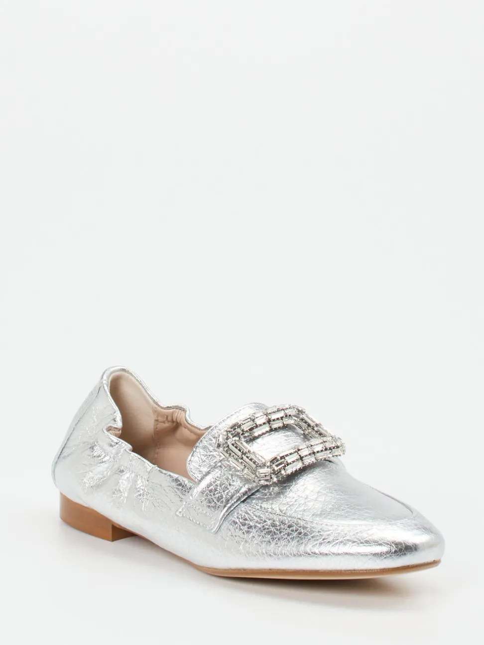 Andrea Puccini – Loafer aus Metallicleder silber
