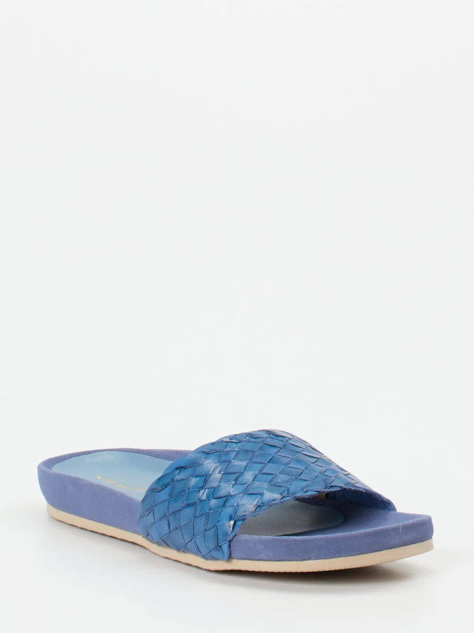 Andrea Puccini – Pantolette aus Flechtleder jeansblau
