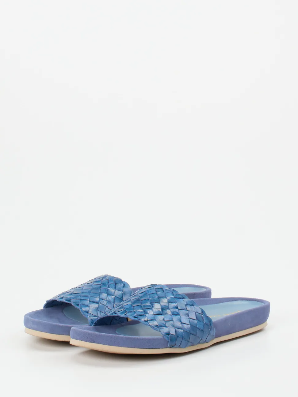 Andrea Puccini – Pantolette aus Flechtleder jeansblau
