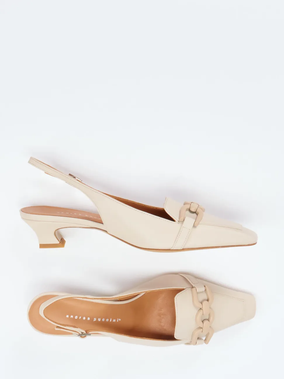 Andrea Puccini – Slingback-Pumps aus Lammleder Beige