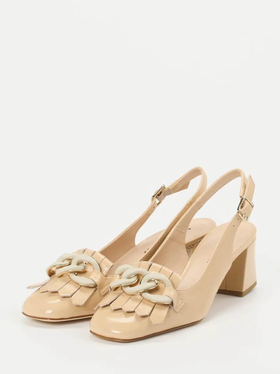 Andrea Puccini – Slingpumps aus Lackleder beige