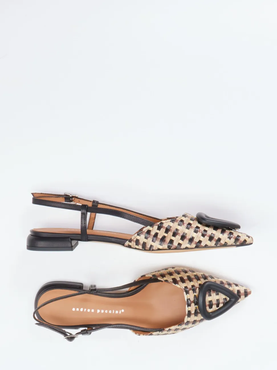 Andrea Puccini – Slingpumps aus Synthetik in Flechtoptik