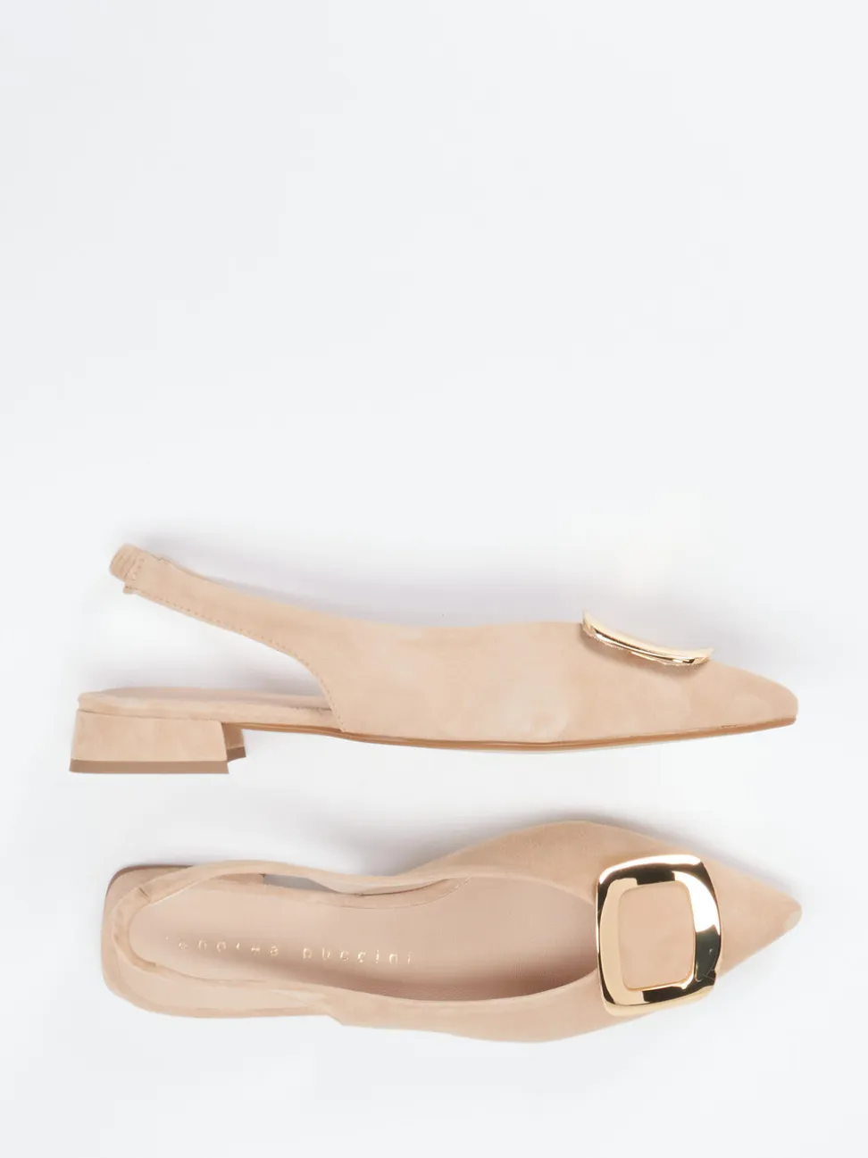 Andrea Puccini – Slingpumps aus Veloursleder Beige