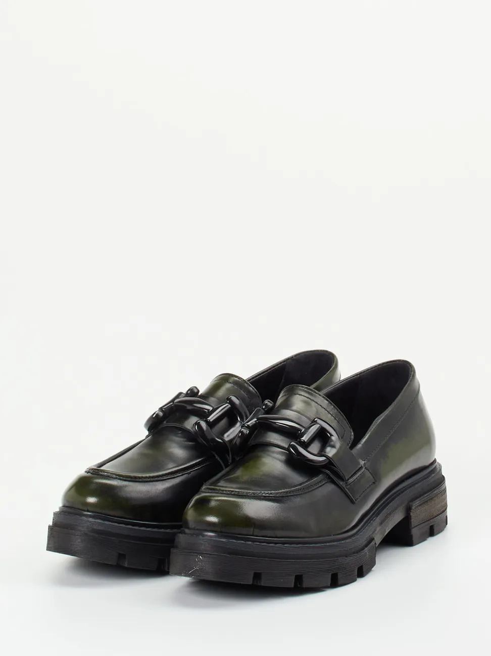 Andrea Sabatini – Chunky Loafer aus Hochglanzleder grün