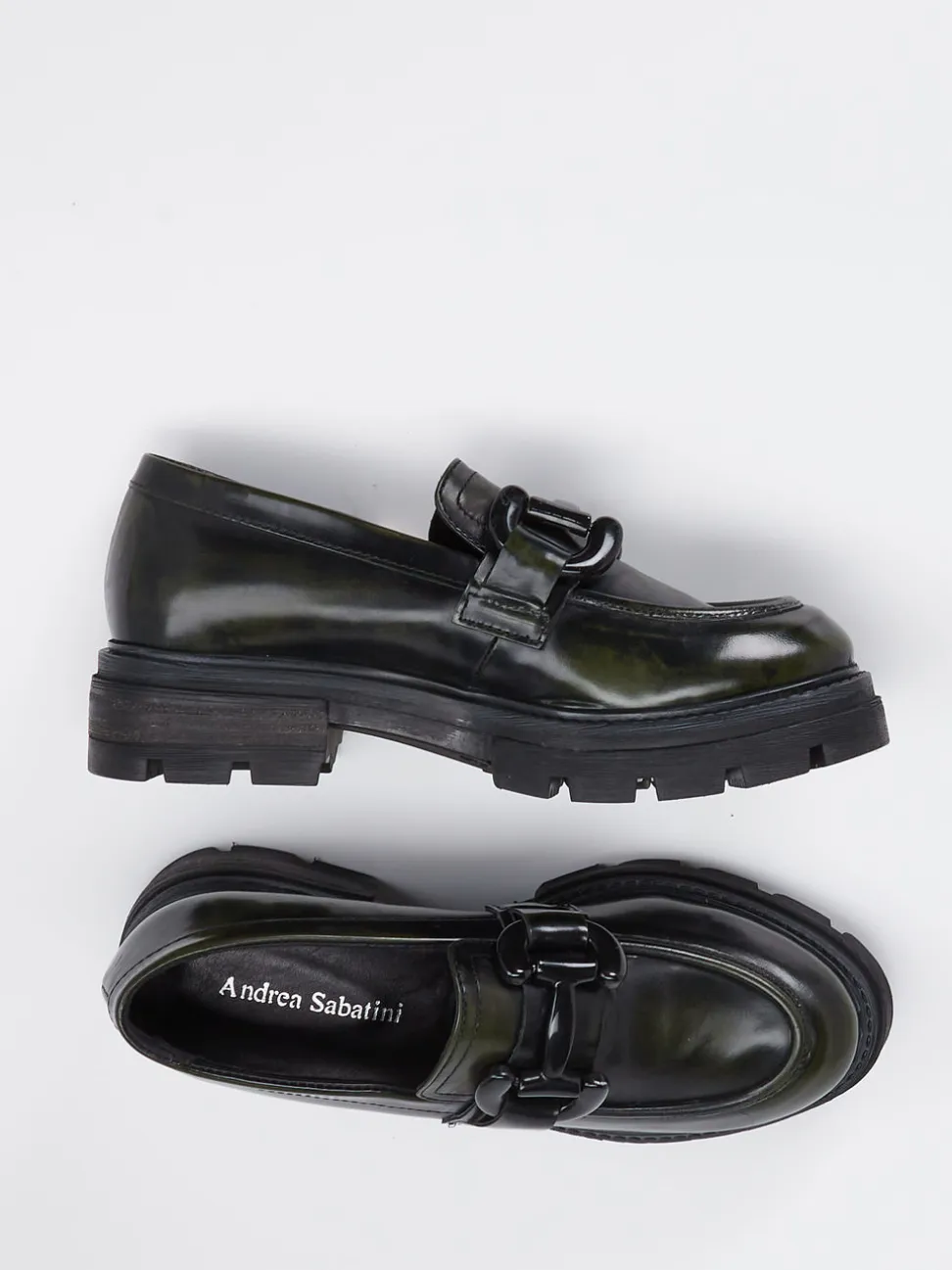 Andrea Sabatini – Chunky Loafer aus Hochglanzleder grün