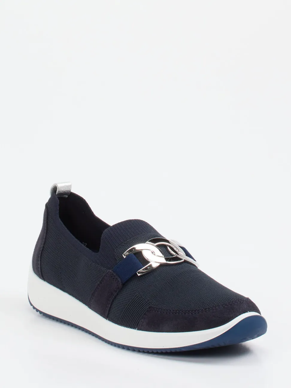 Ara – Komfort-Slipper aus Stretch und Veloursleder blau