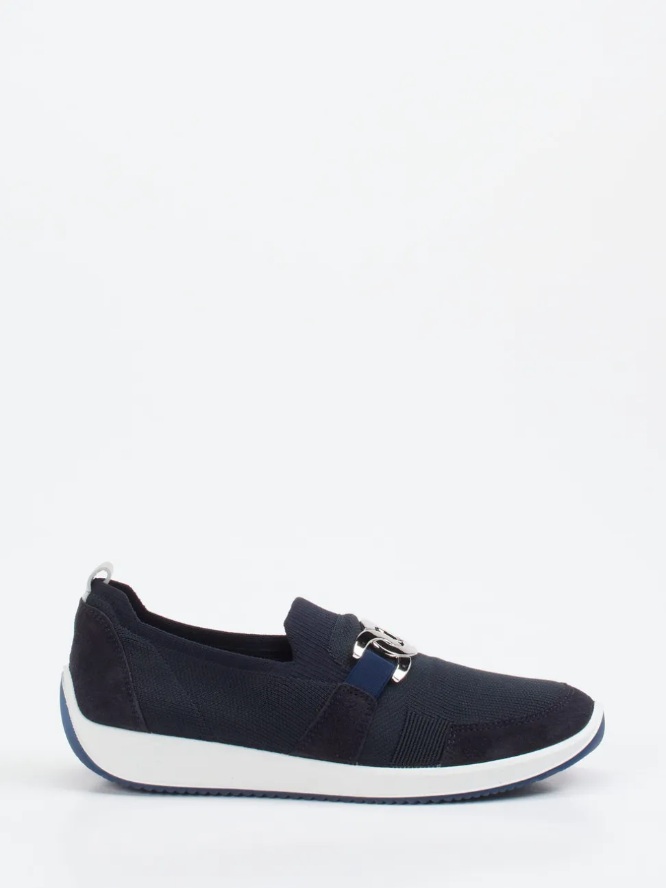 Ara – Komfort-Slipper aus Stretch und Veloursleder blau