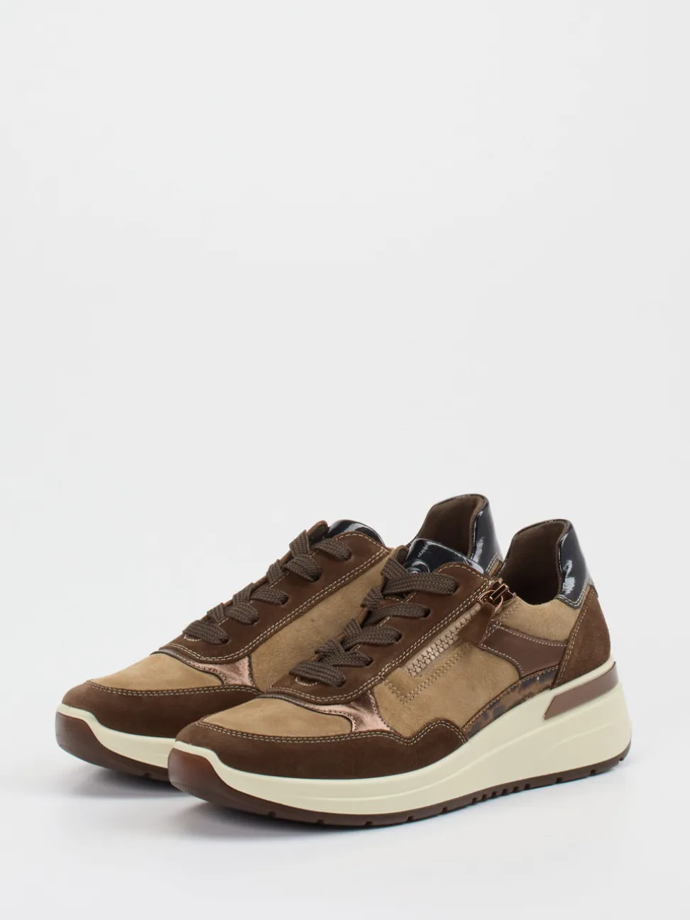 Ara – Plateau-Sneaker aus Veloursleder braun