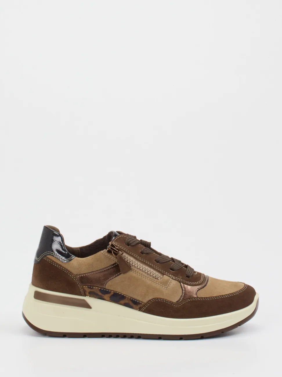 Ara – Plateau-Sneaker aus Veloursleder braun