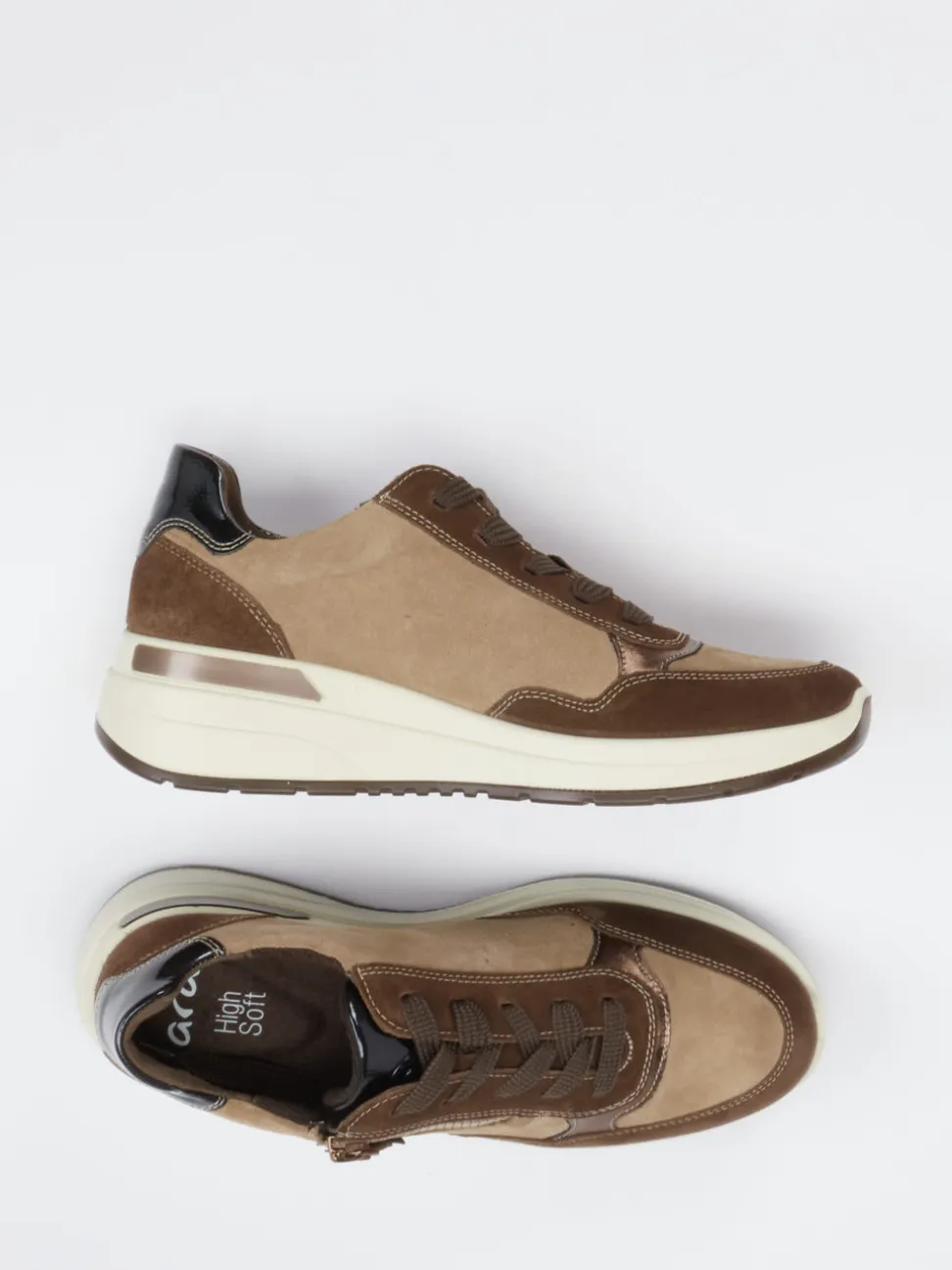 Ara – Plateau-Sneaker aus Veloursleder braun