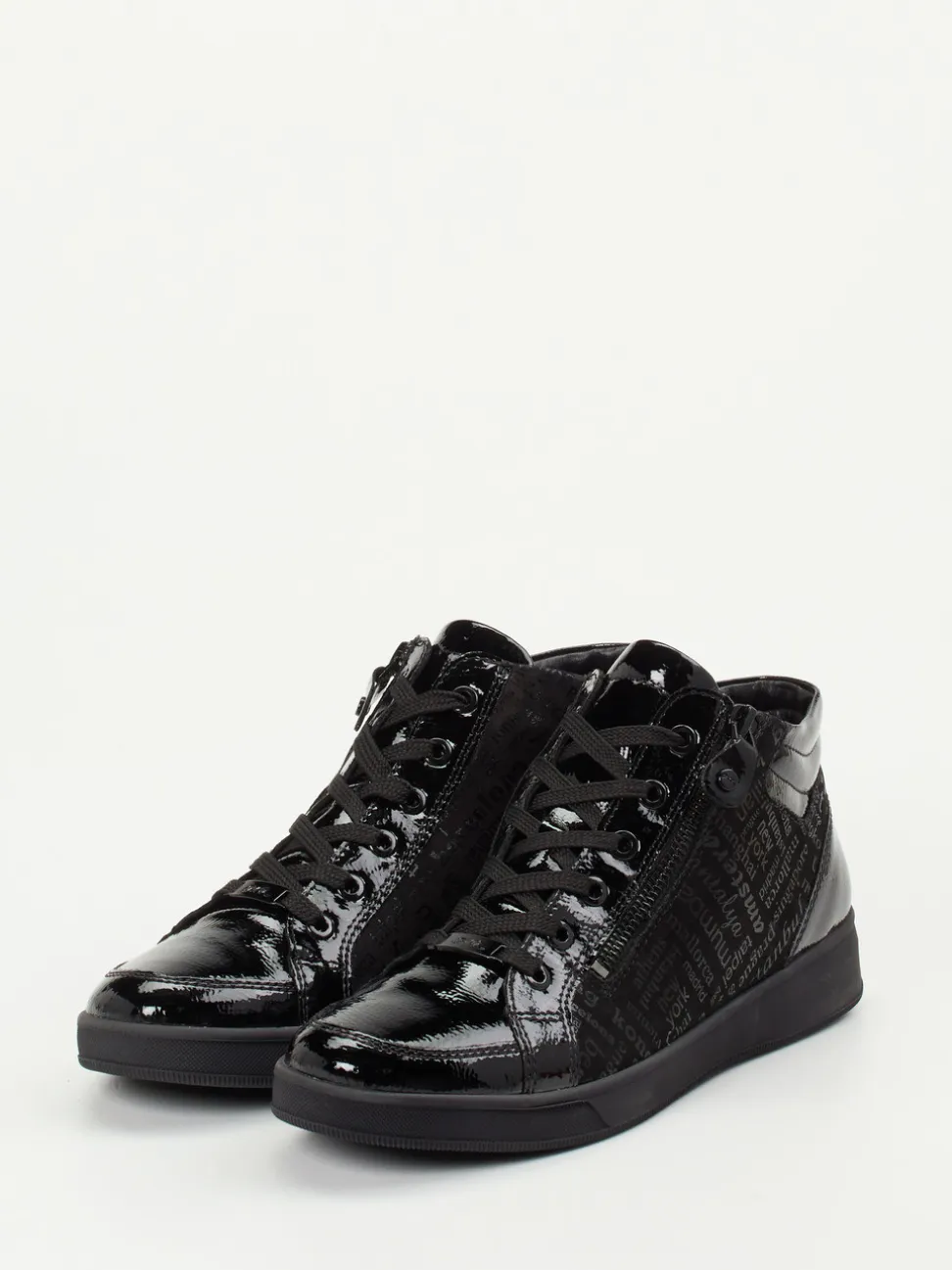 Ara – Schnürstiefelette aus Lackleder Schwarz