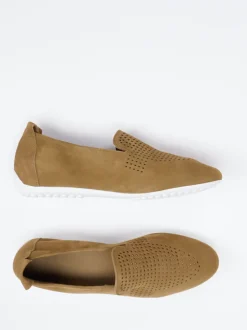 Arche – Slipper aus Nubukleder in Cognacbraun
