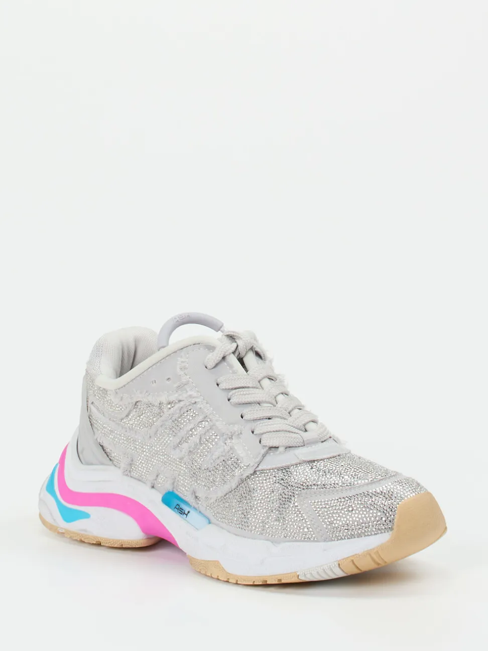 ASH – Chunky Sneaker aus Metallicleder mit Strass