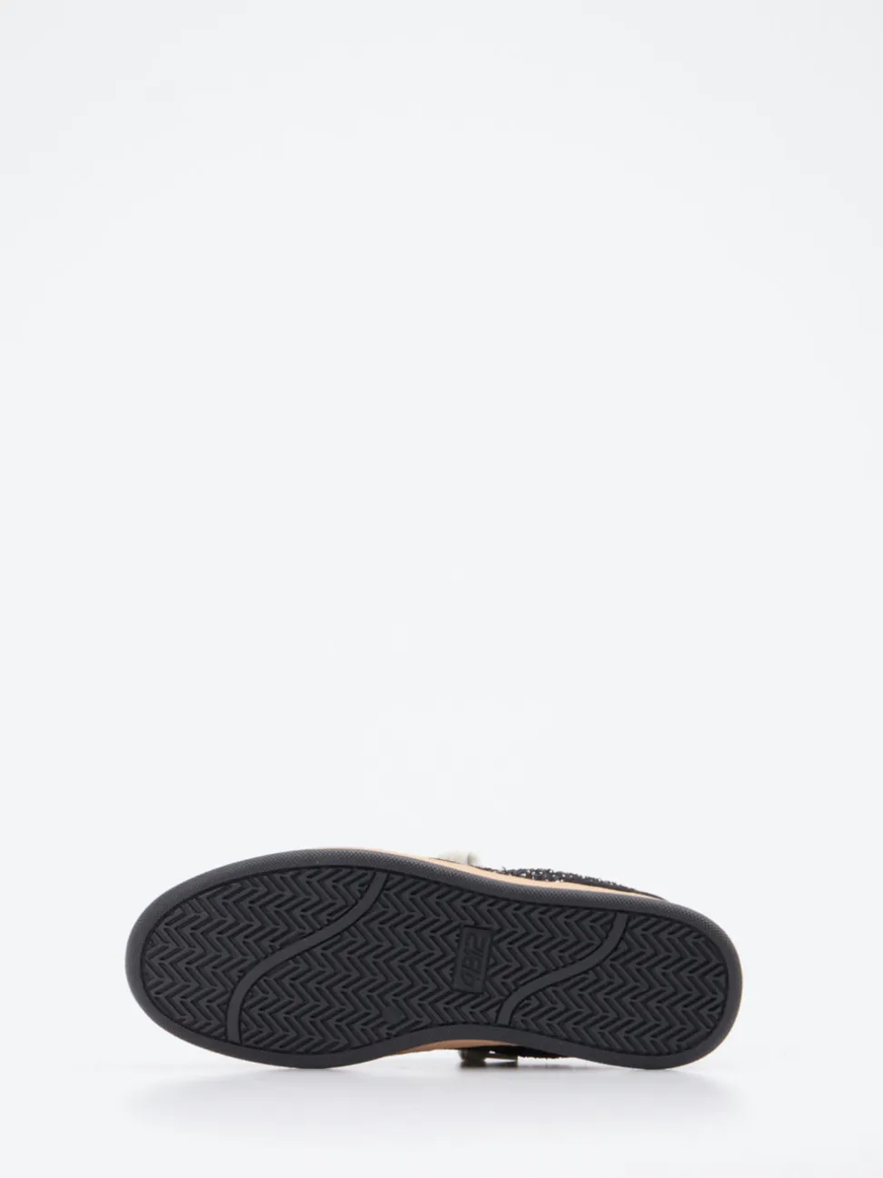 4B12 – Sneaker aus Veloursleder und Glitzertextil Schwarz