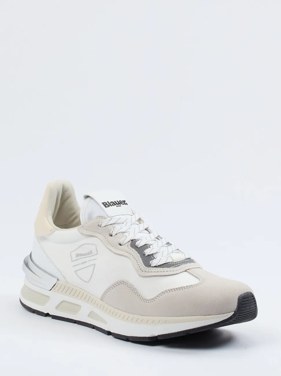 Blauer – Sneaker aus Kalbleder und Nylon Offwhite