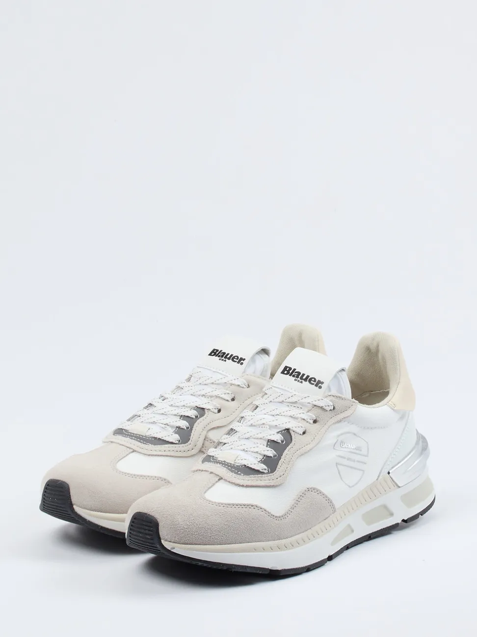 Blauer – Sneaker aus Kalbleder und Nylon Offwhite