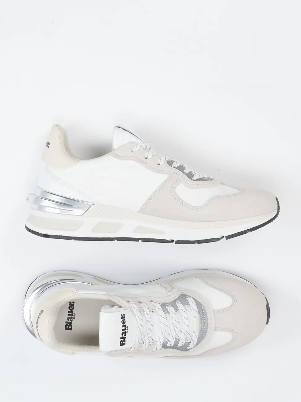 Blauer – Sneaker aus Kalbleder und Nylon Offwhite