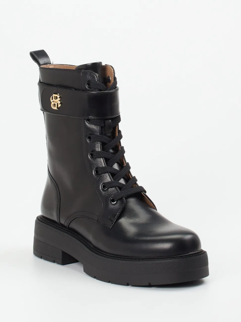 Boss – Schnürboots aus glänzendem Leder Schwarz