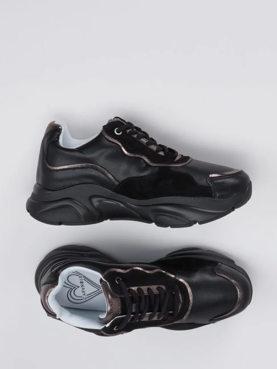 CAFèNOIR – Chunky Sneaker aus Kalbleder schwarz