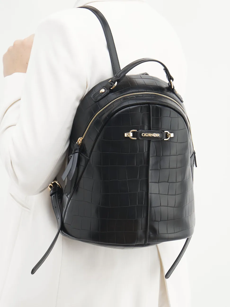 CAFèNOIR – Mini-Rucksack aus Synthetik mit Kroko-Prägung