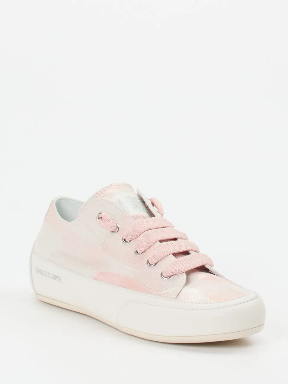 Candice Cooper – Sneaker aus geprägtem Leder rosémetallic