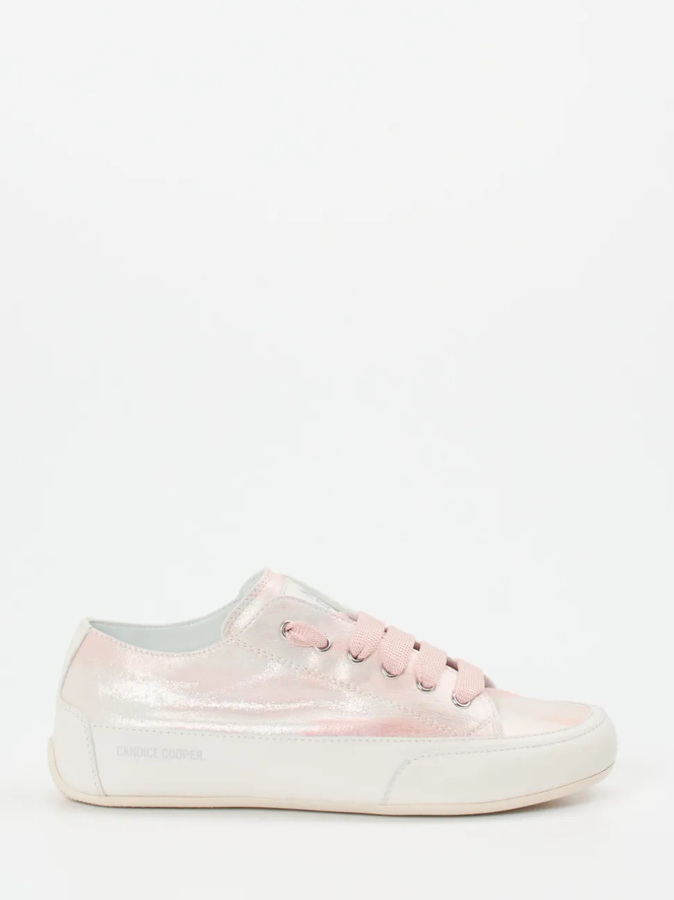 Candice Cooper – Sneaker aus geprägtem Leder rosémetallic