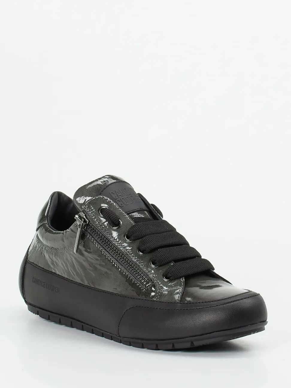 Candice Cooper – Sneaker aus Lackleder in Anthrazitgrau