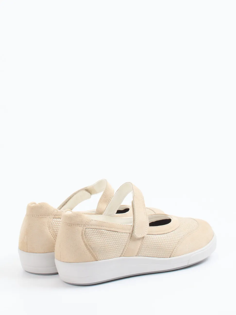 Christian Dietz – Mary Jane Sneaker aus Stretch und Veloursleder beige