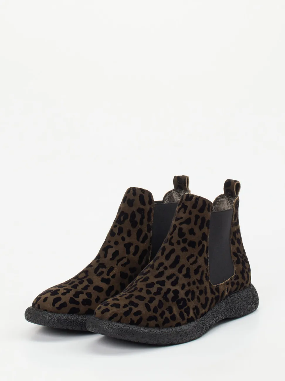 Donna Carolina – Chelsea Boots aus Veloursleder Leoprint