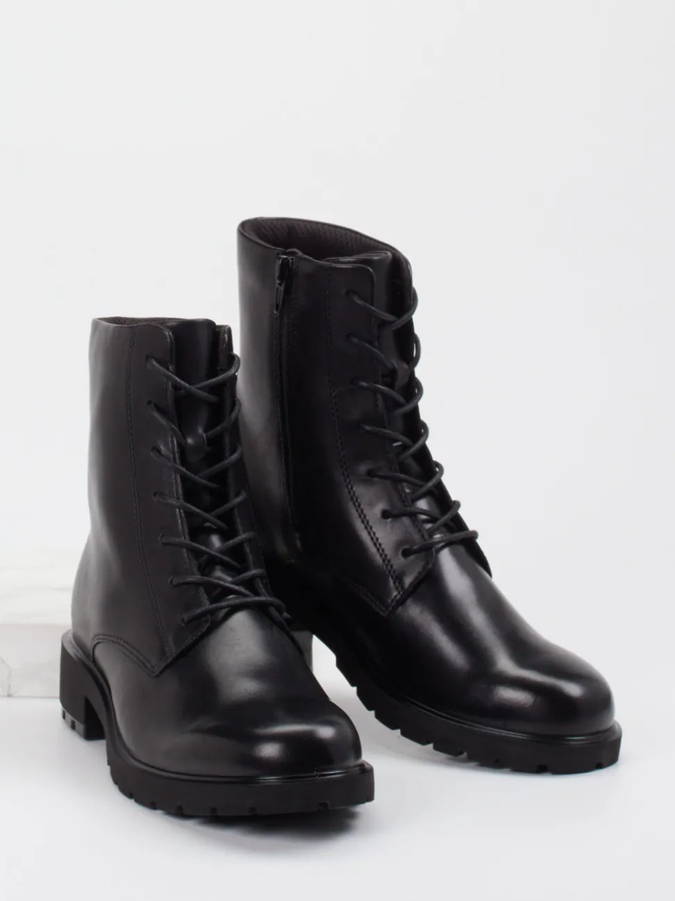 Ecco – Schnürboots aus Kalbleder Schwarz