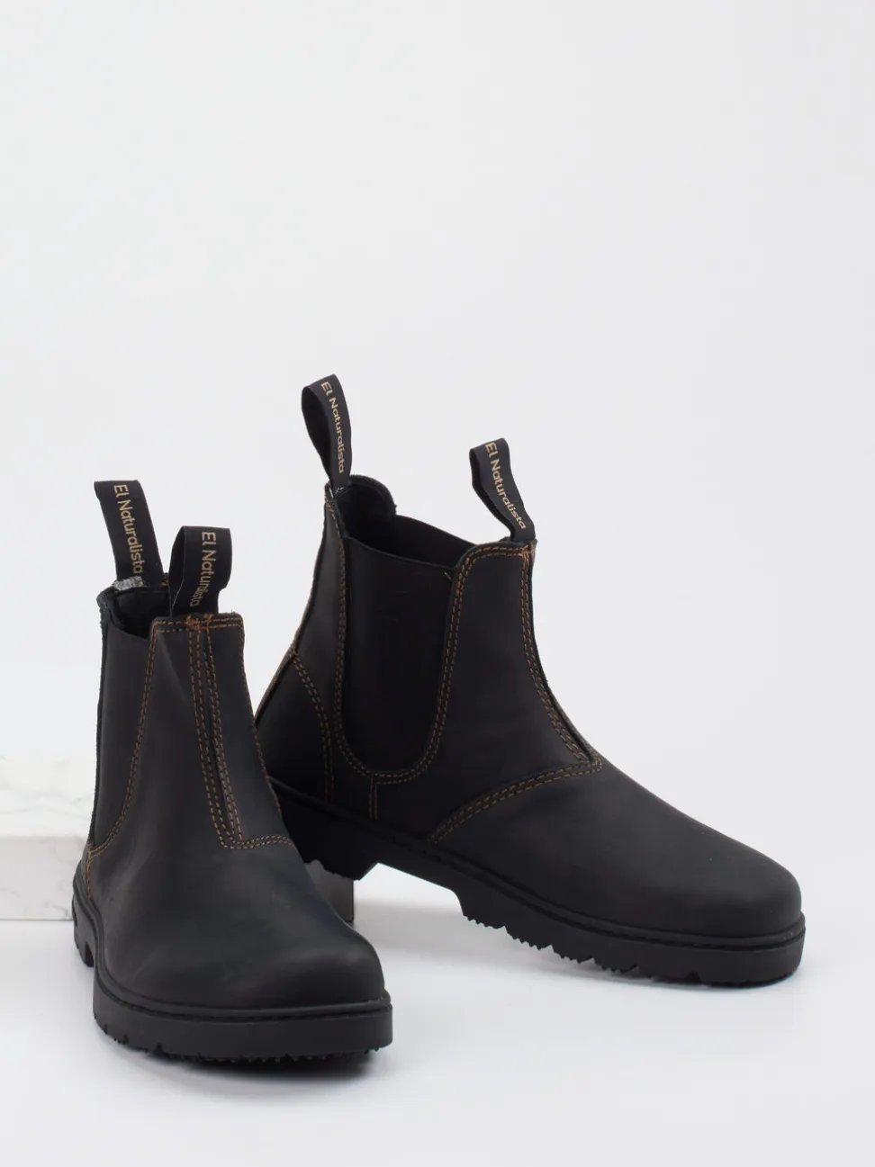 El Naturalista – Chelsea Boots aus Fettleder anthrazit