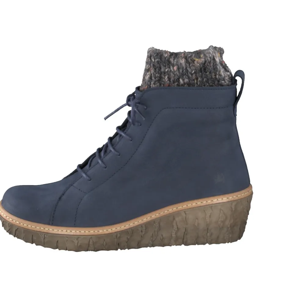 El Naturalista – Keilabsatz-Stiefelette aus Nubukleder Blau