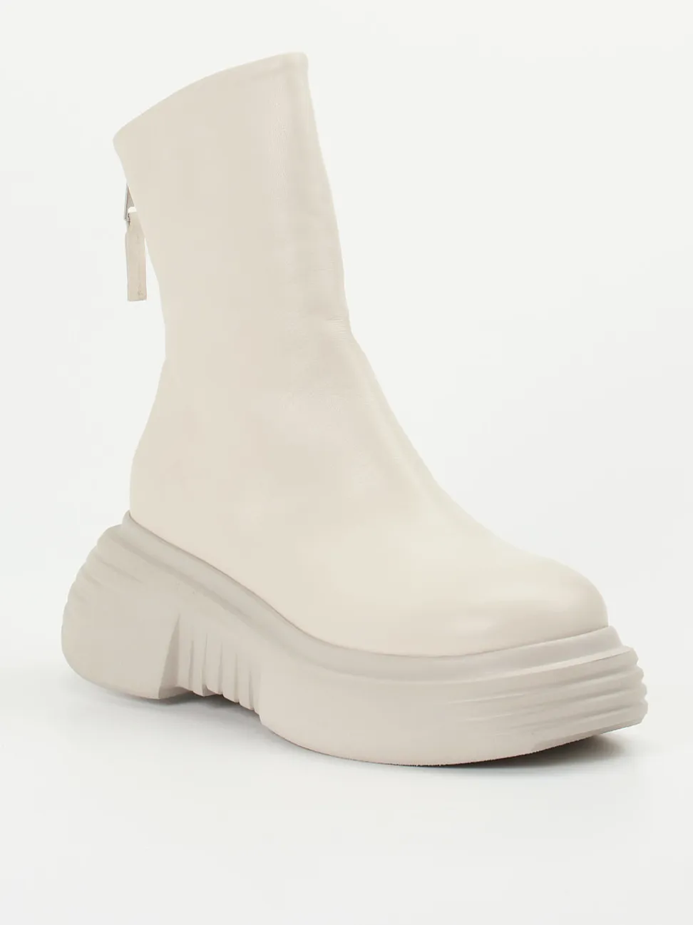 Elena Iachi – Plateau-Stiefeletten aus Kalbleder Cremeweiß