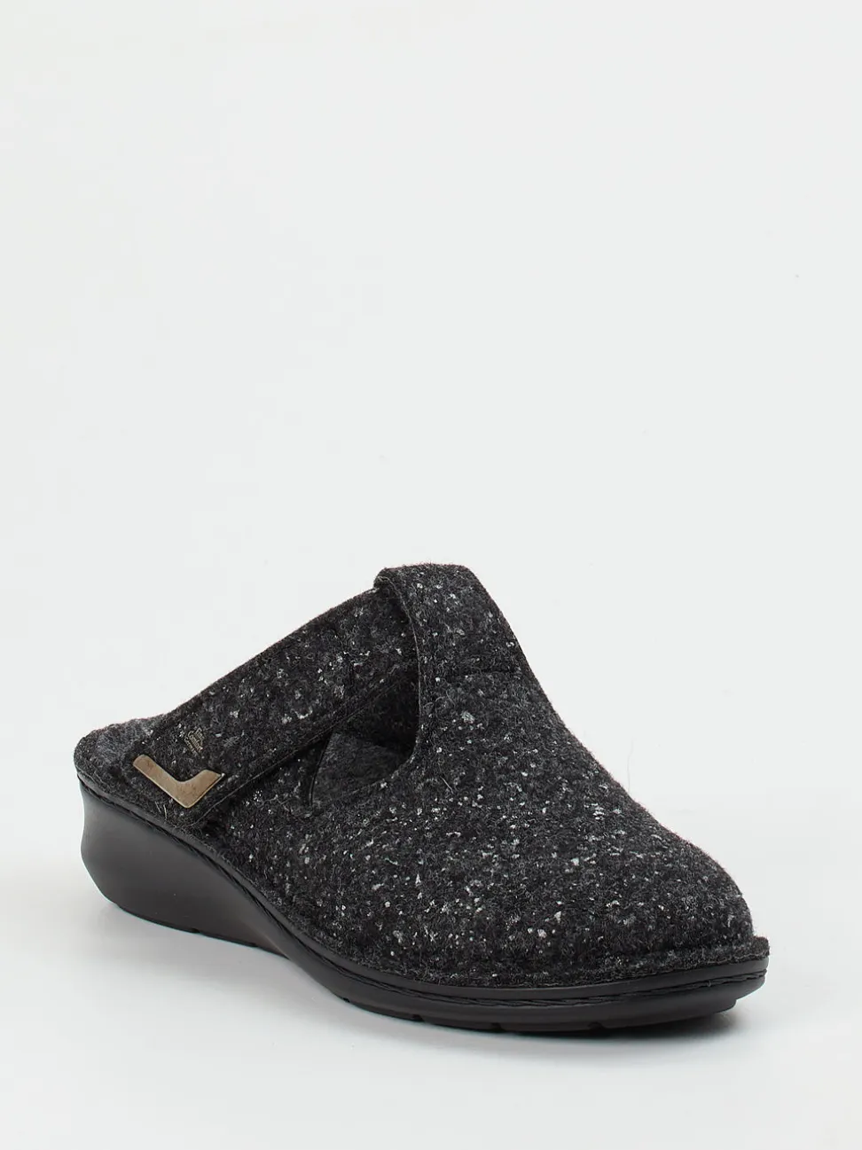 Finn Comfort – Komfort-Pantoletten aus Filz anthrazit