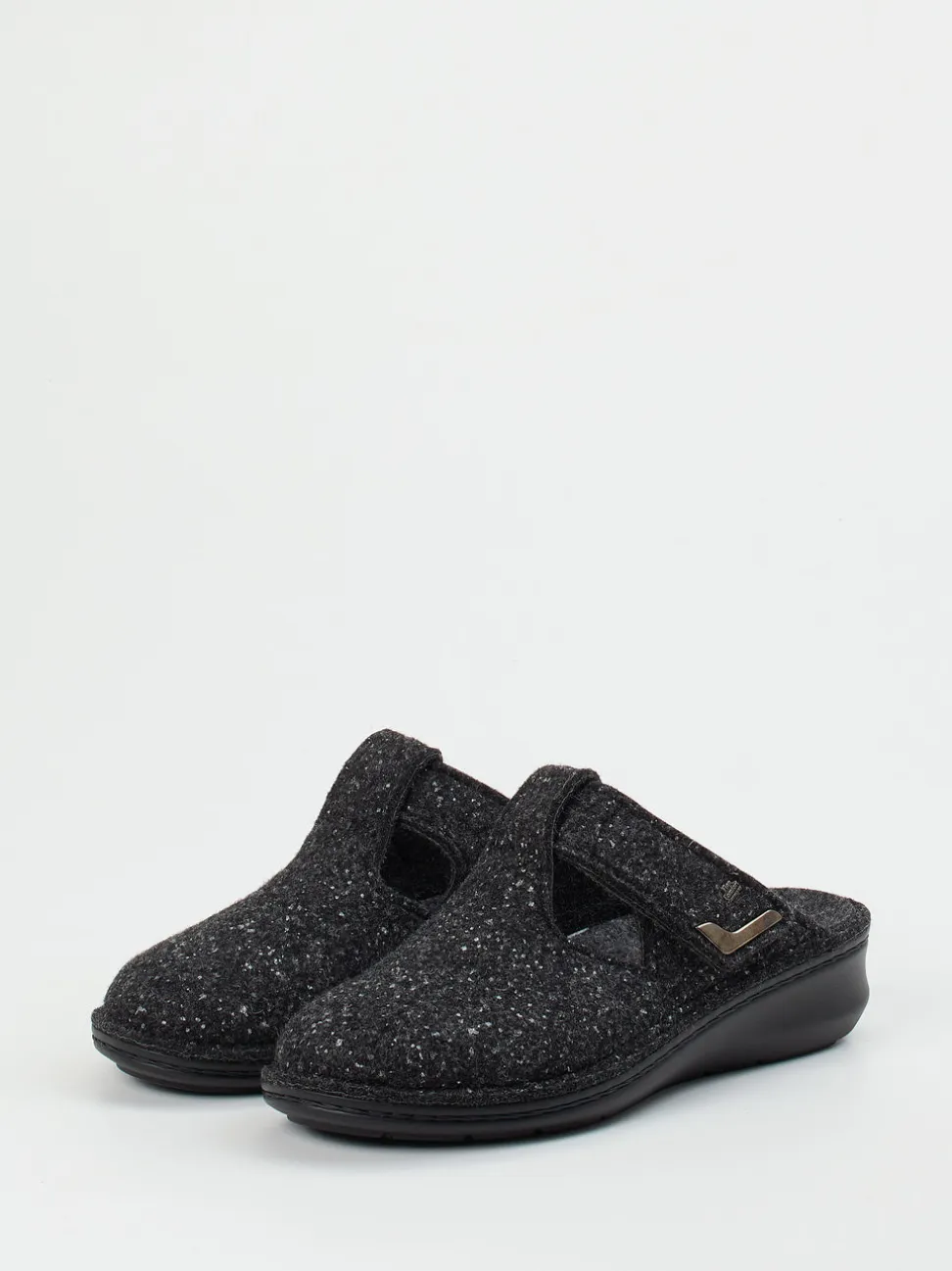Finn Comfort – Komfort-Pantoletten aus Filz anthrazit