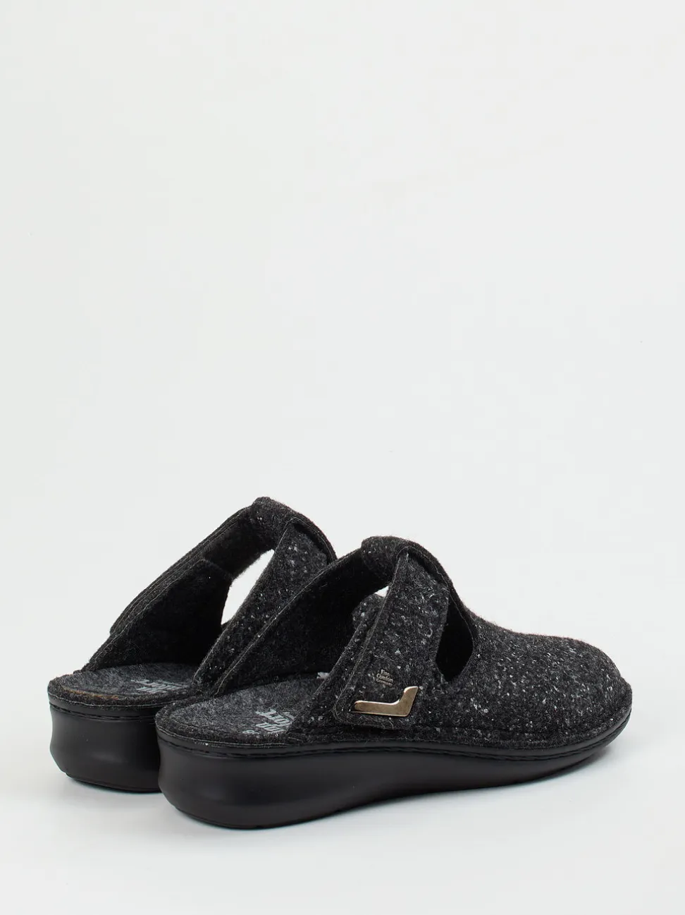 Finn Comfort – Komfort-Pantoletten aus Filz anthrazit