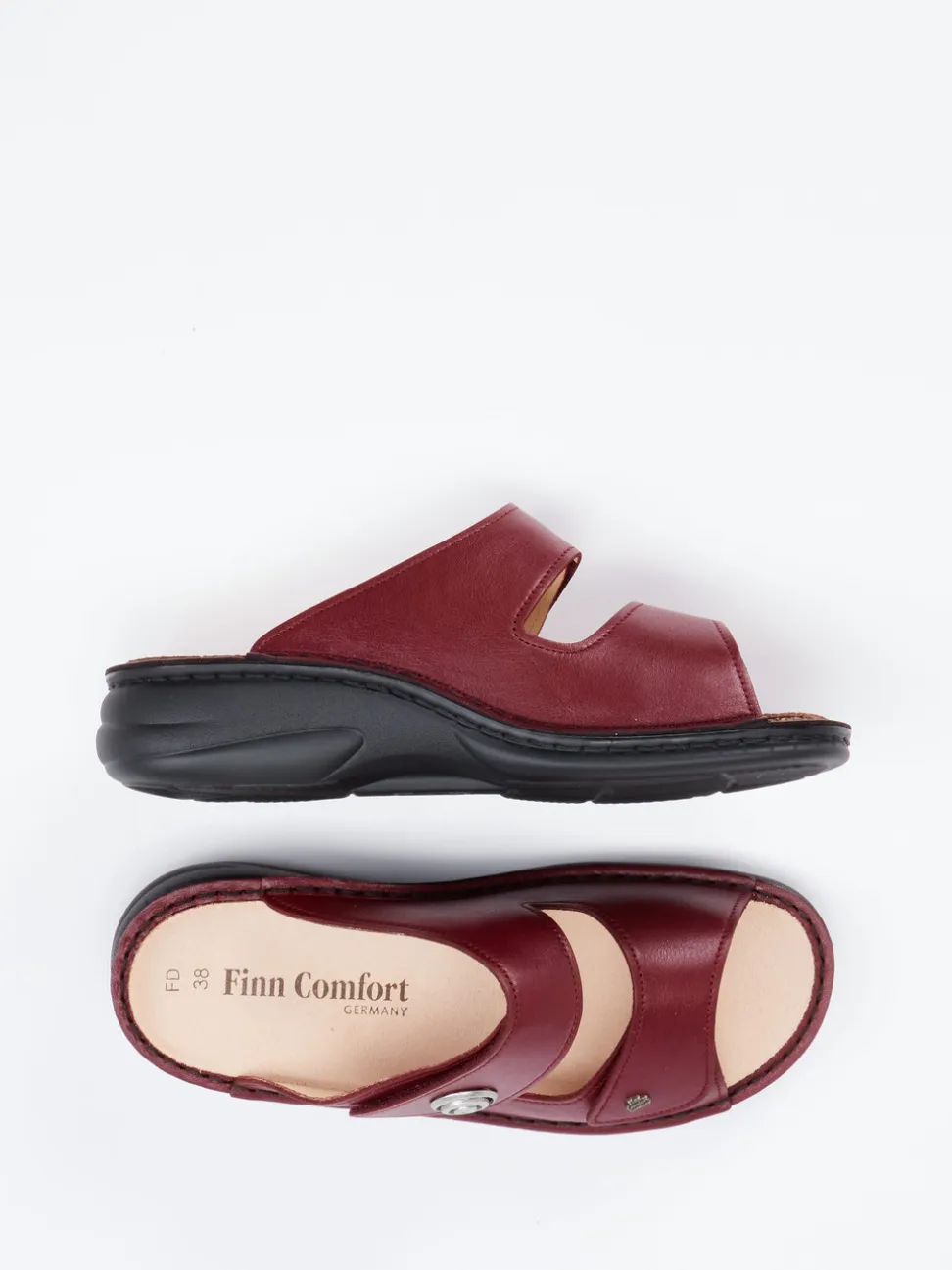 Finn Comfort – Komfort-Pantolette aus Kalbleder Bordeaux