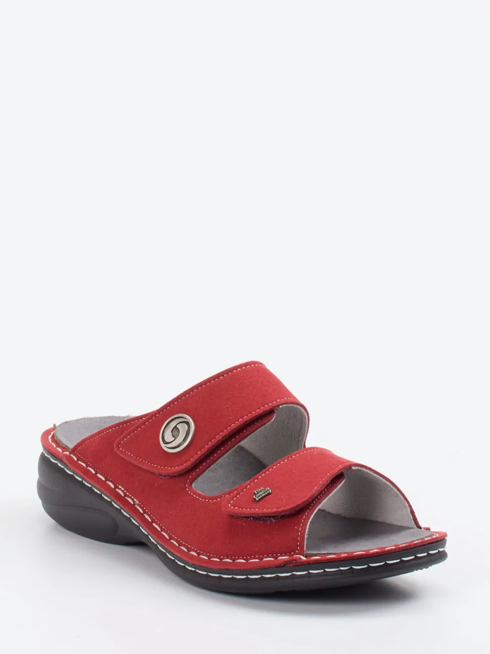 Finn Comfort – Komfort-Pantolette aus veganem Textil rot