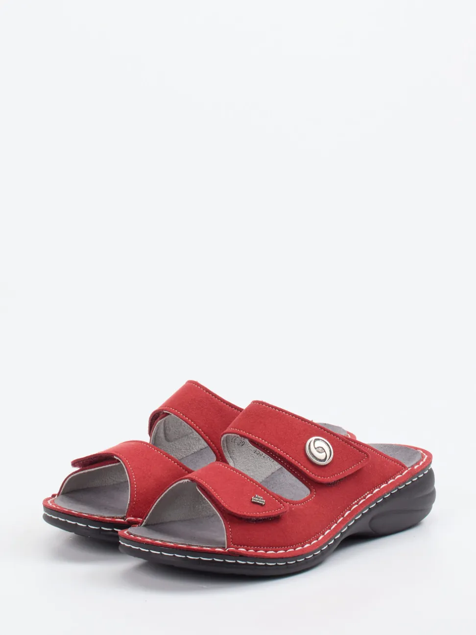 Finn Comfort – Komfort-Pantolette aus veganem Textil rot
