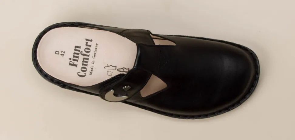 Finn Comfort – Komfort-Pantolette aus Kalbleder schwarz
