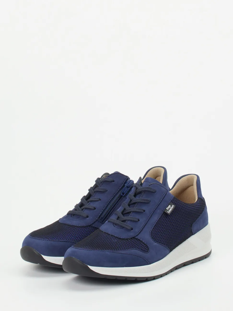 Finn Comfort – Komfort-Sneaker aus Stretchleder Marineblau