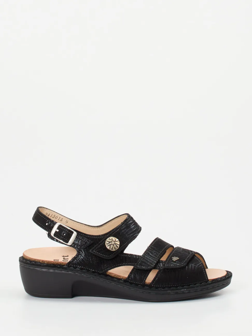 Finn Comfort – Sandalen aus geprägtem Leder Schwarz