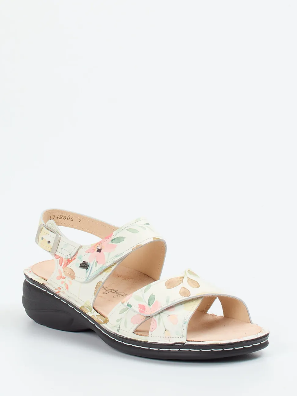 Finn Comfort – Sandalen aus geprägtem Leder floral