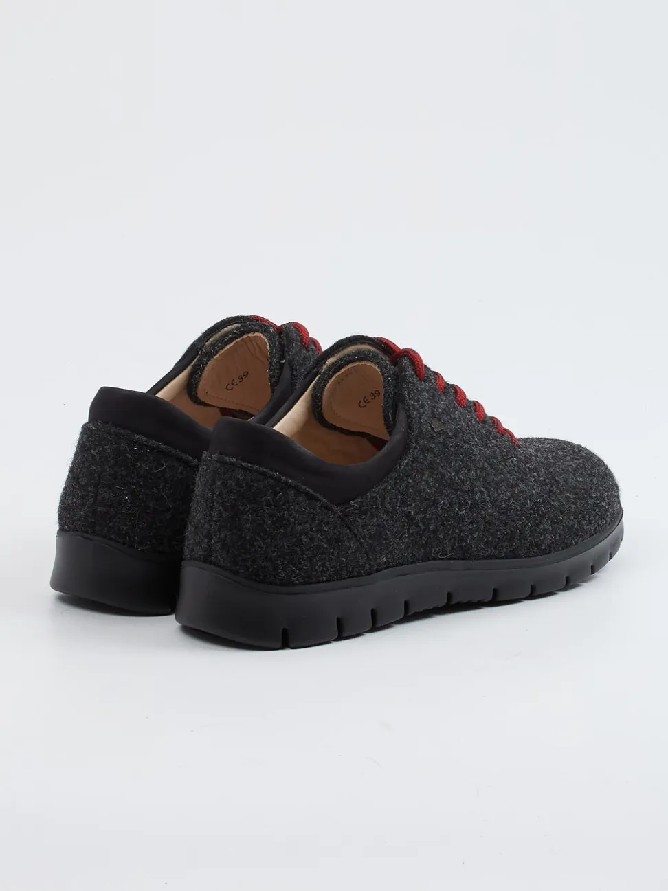 Finn Comfort – Schnürschuhe aus Wollfilz anthrazit