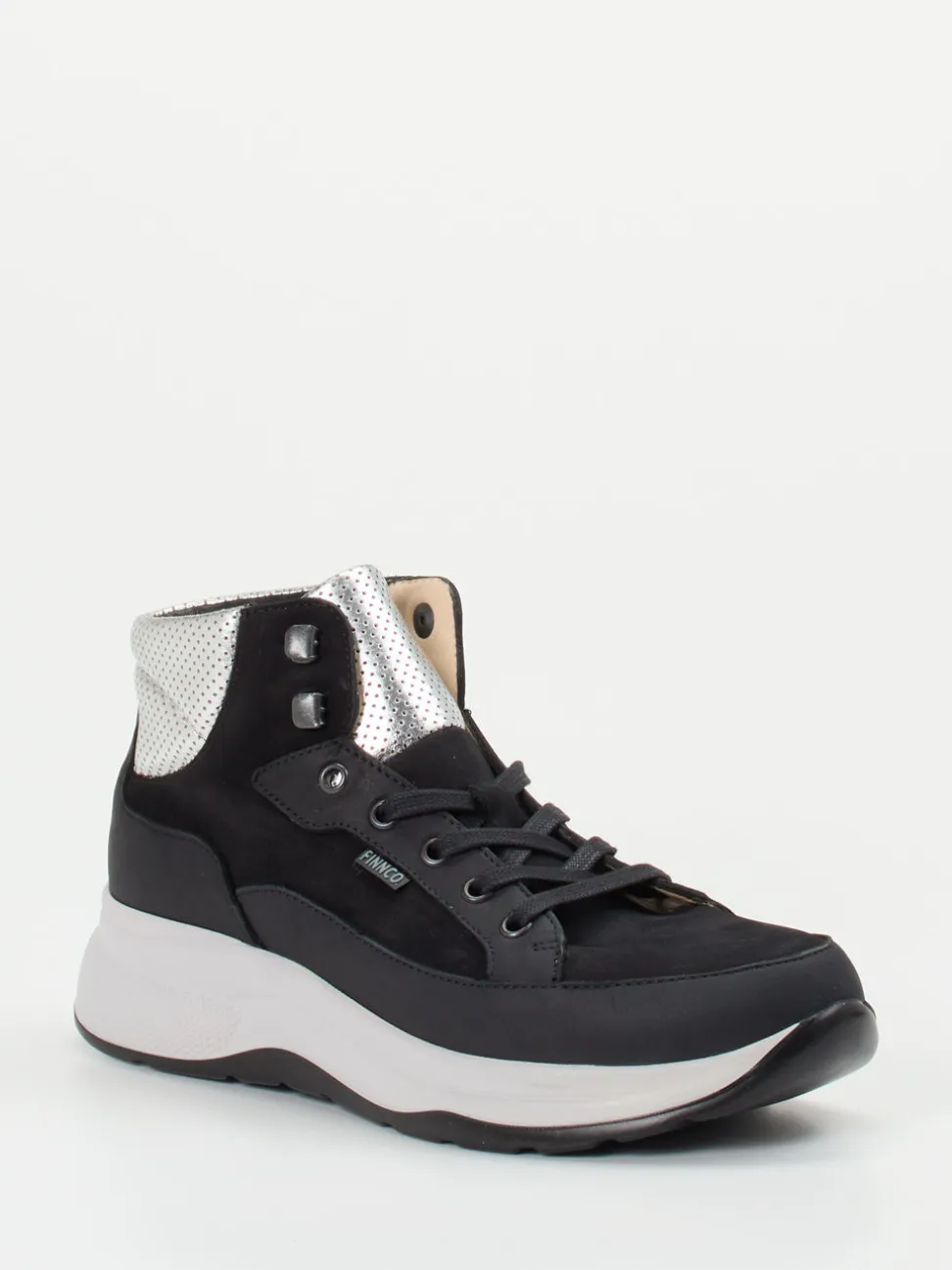 Finn Comfort – Schnürstiefelette aus Nubukleder Schwarz