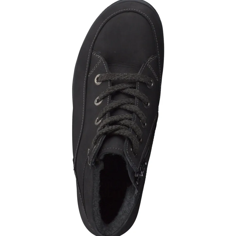 Finn Comfort – Schnürstiefelette aus Nubukleder schwarz